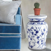 Cherry Blossom Ceramic Garden Stool – 17.7" Indoor/Outdoor Side Table