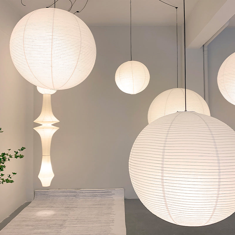 White Paper Lantern Shade – Minimalist Ceiling Pendant for Bedroom & Living Room