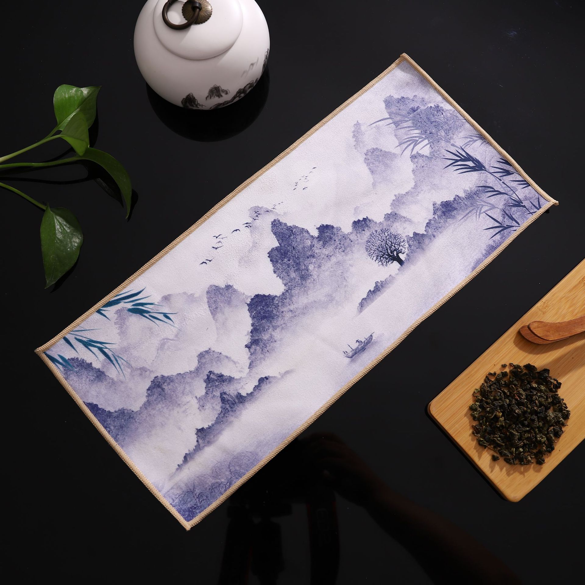 Deerskin Chinese Velvet Painted Zen Absorbent Tea Towel Cloth