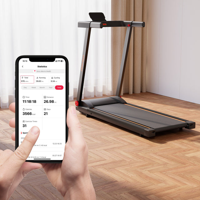 DeerRun A1 Pro Move+  6% Incline Foldable Treadmill——2025 Upgraded Chip & NFC Support | 350Lbs, 10mph Black