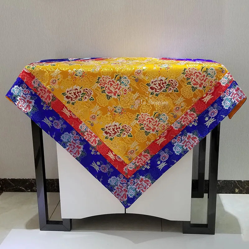 Tibetan-Style Thickened Altar Cloth – 100×100cm Decorative Table Cover