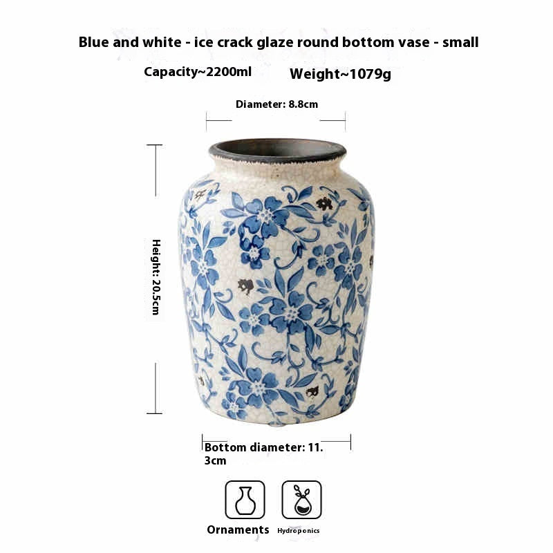 Blue And White Porcelain Vintage Ice Cracked Vase