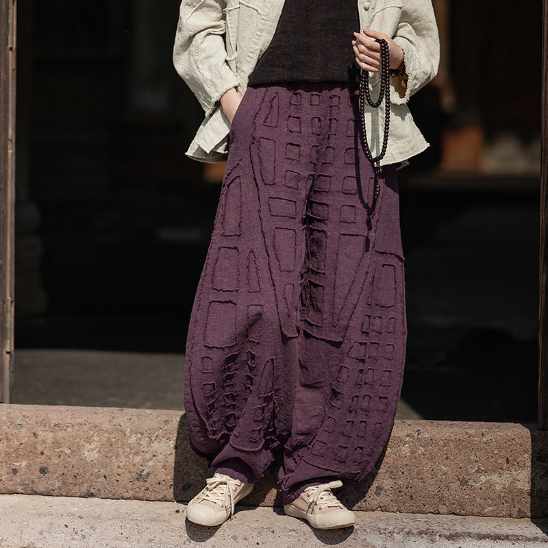 Raw-Edged Linen Meditation Bloomers – Natural Pants for Practice & Everyday Wear