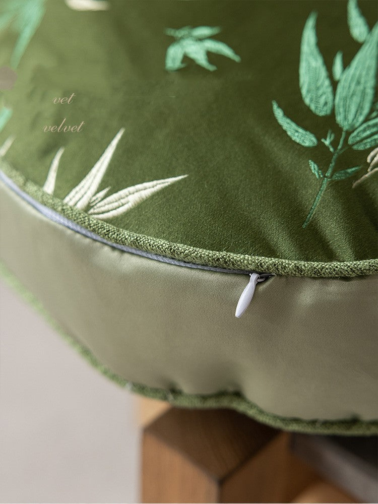Auspicious Gourd-Shaped Velvet Throw Pillow (Bamboo Leaf)