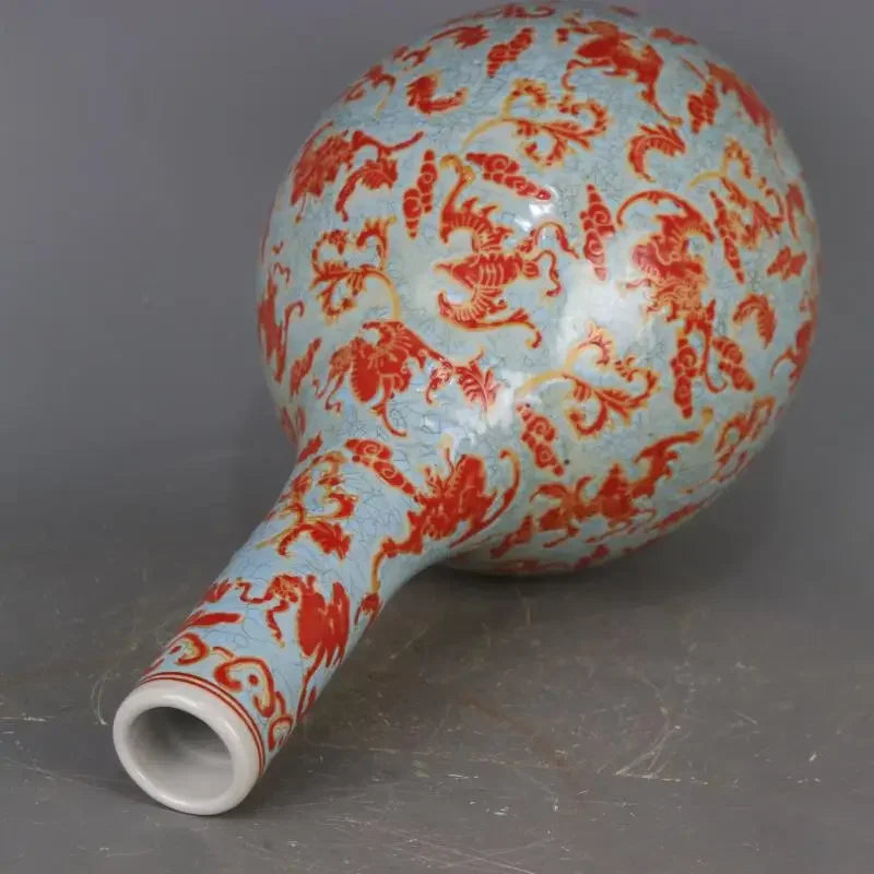 Qing Kangxi-Style “Baifu” Porcelain Bottle – Hand-Painted Luminous Vase
