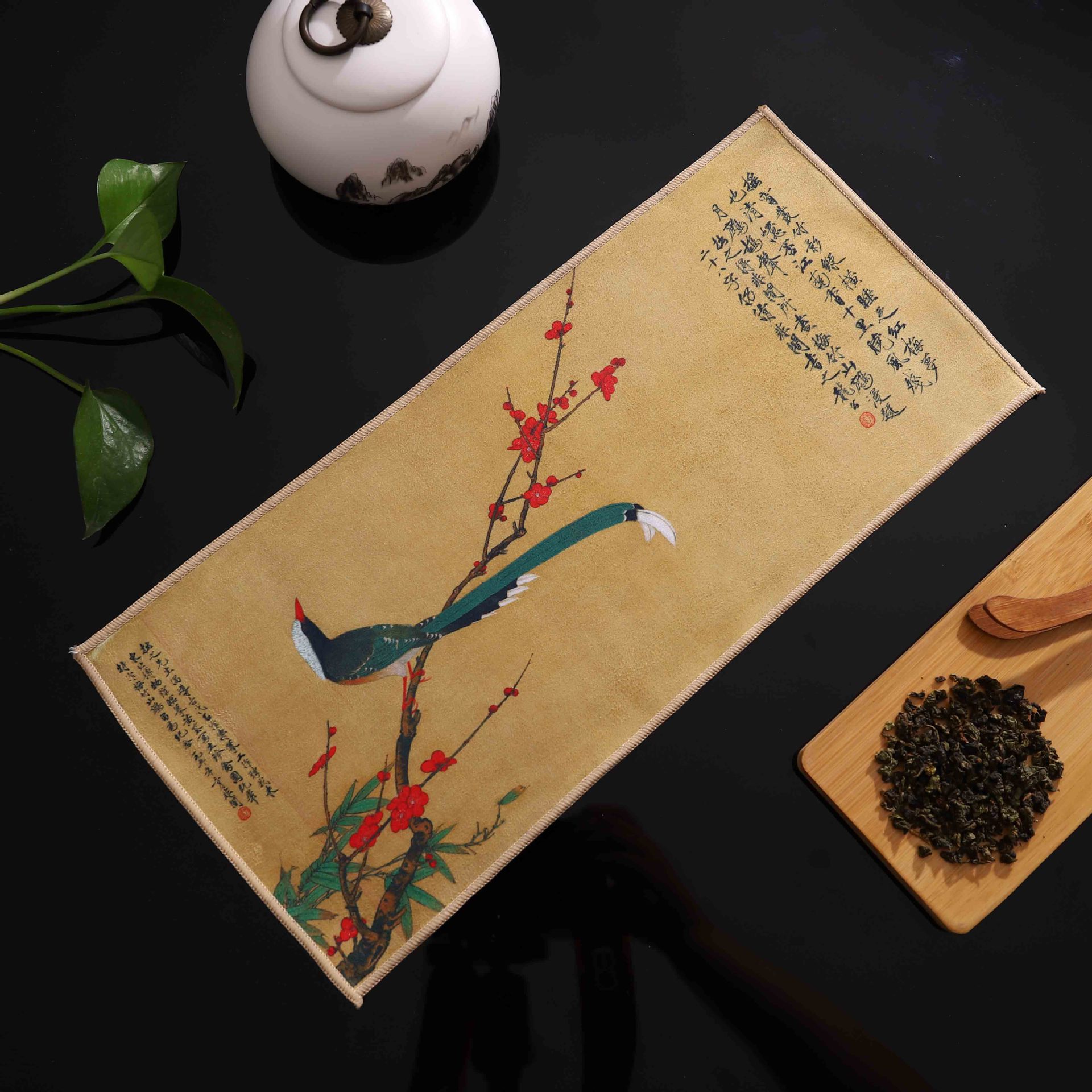 Deerskin Chinese Velvet Painted Zen Absorbent Tea Towel Cloth