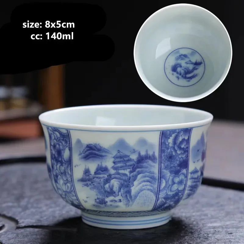Luxurious 150ml Blue and White Porcelain Gaiwan – Handmade Tea Tureen