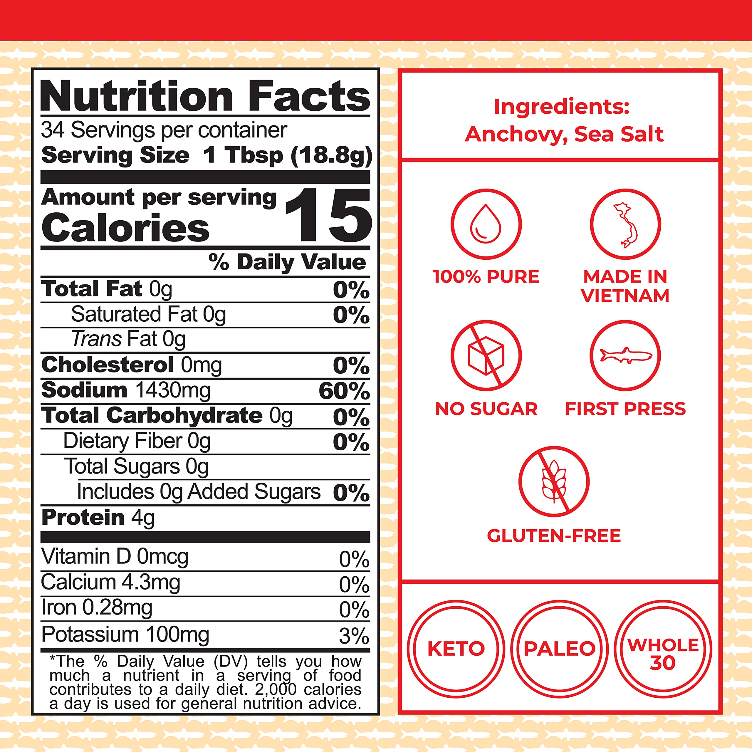Red Boat Fish Sauce | Premium 40°N Fish Sauce made with just 2 ingredients in Vietnam | Keto, Paleo & Whole 30 | Gluten and Sugar free | 17 fl oz