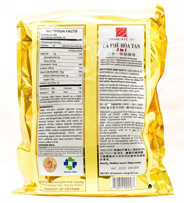 Vinacafe Instant Coffee Mix 3 in 1 (Ca Phe Hoa Tan), 14.1 oz