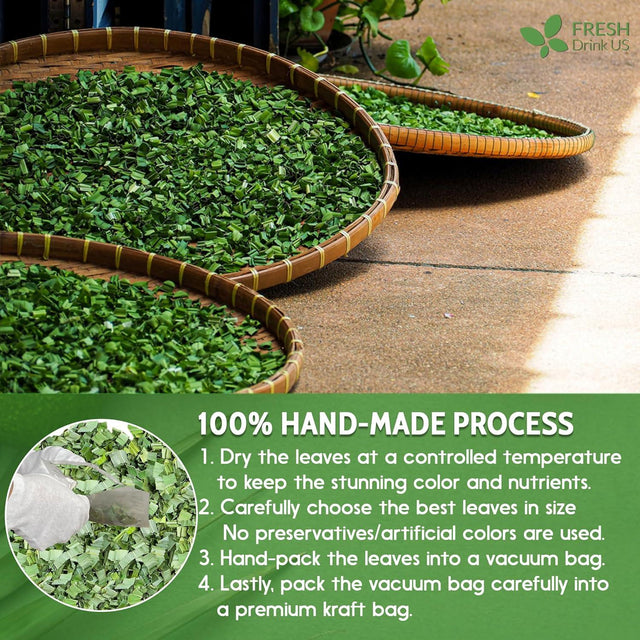 Natural Pandan Leaves Dried, Pandan Leaf Powder, 100% Pure Dried Pandan Leaves, Pandan Leaf Tea, No Additives, No Caffeine, Vegan - FreshDrinkUS - Natural and Premium Herbal Tea