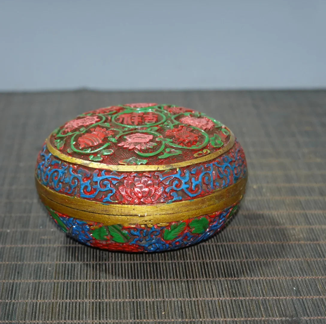 Handmade Painted Lacquerware Flower Box – Vintage-Inspired Chinese Storage