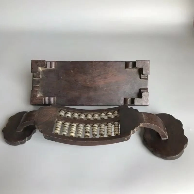 Old Chinese Wood Abacus with Jade Beads