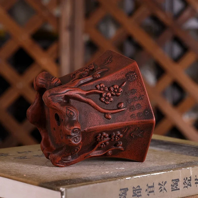 Purple Sand Plum Blossom Bonsai Pot – Carved Traditional Chinese Planter