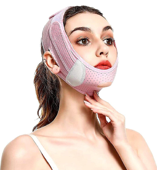 SLIM FACE SLIMMING BAND FACIAL BELT DOUBLE CHIN REDUCER V LINE FACE LIFT anti SNORE WRINKLE FACE BANDAGE DOUBLE CHIN STRAP SAGGING FACE CONTOUR JAWLINE TIGHTEN STRAP 1PK