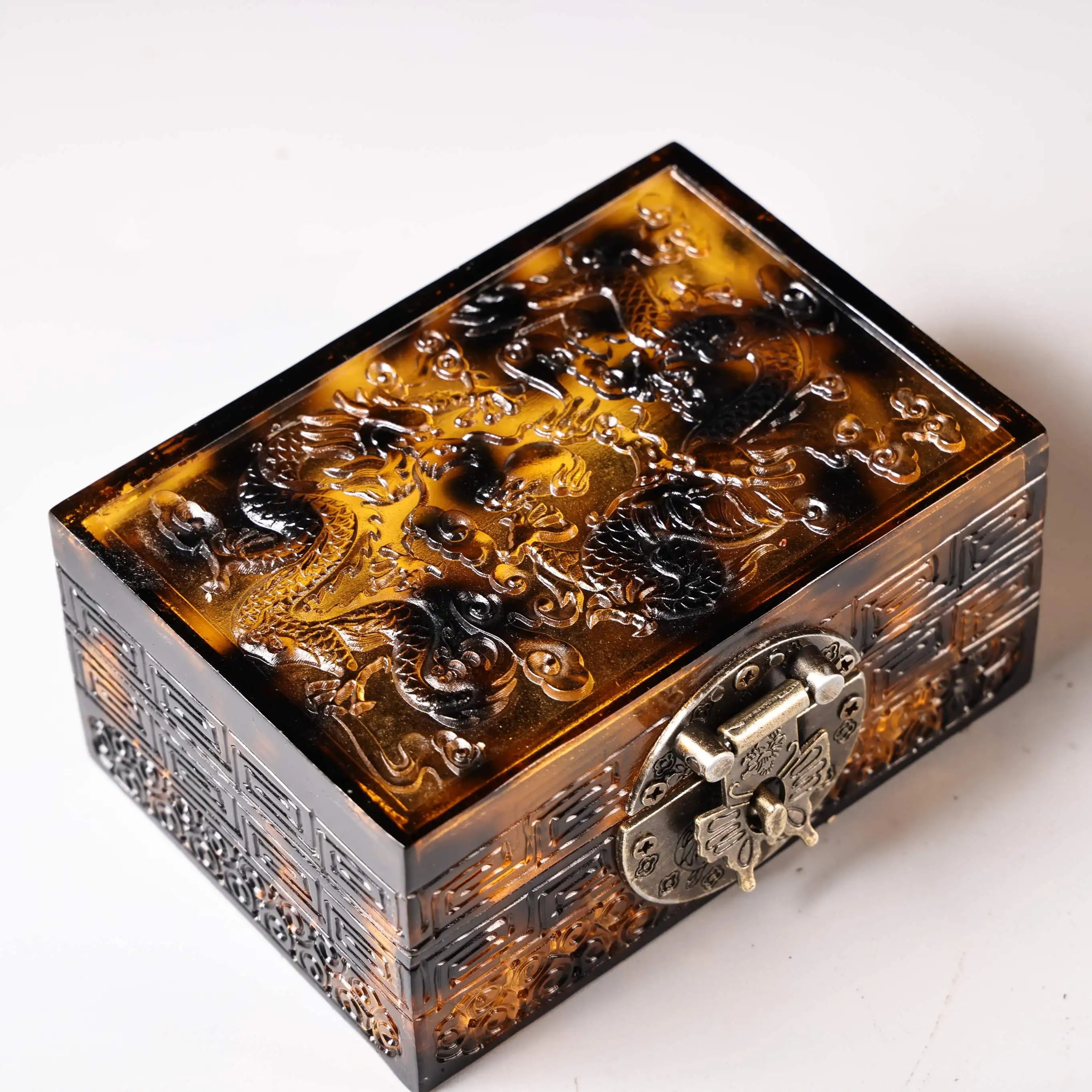 4" Old Hawksbill Turtle High Relief Long Box Amulet