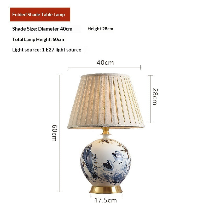 New Chinese-style All-copper Ceramic Table Lamp