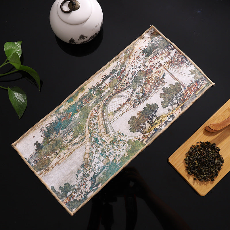 Deerskin Chinese Velvet Painted Zen Absorbent Tea Towel Cloth