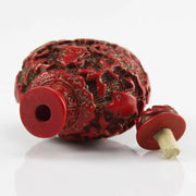 Coral‑Carved Flower & Fish Lucky Snuff Bottle – Chinese Collectible