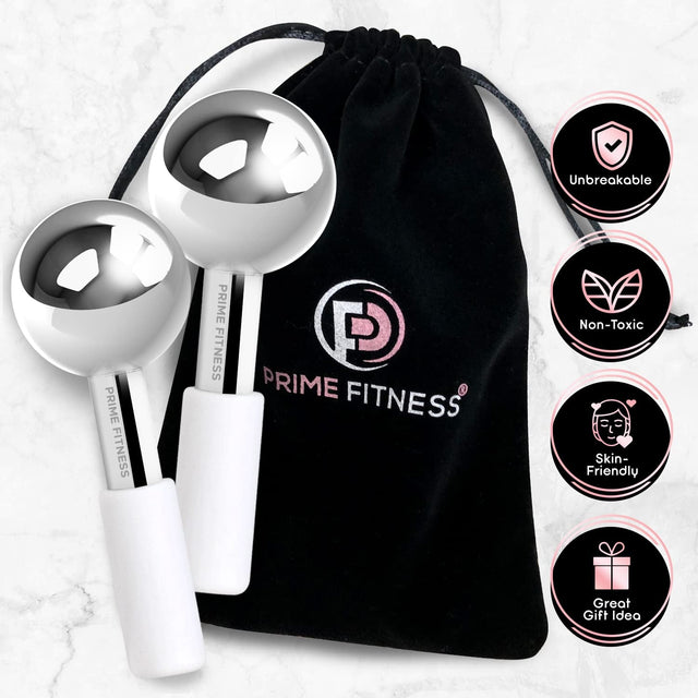 Ice Globes for Facials | Unbreakable Steel Cooling Roller | Cryo Sticks for Face | Massager for Face Neck & Eyes | Skin Care for Dark Circles, Puffiness, Wrinkles, Collagen Production (White)