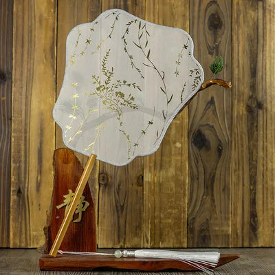 Translucent Silk Chinese Round Hand Fan, Floral Design