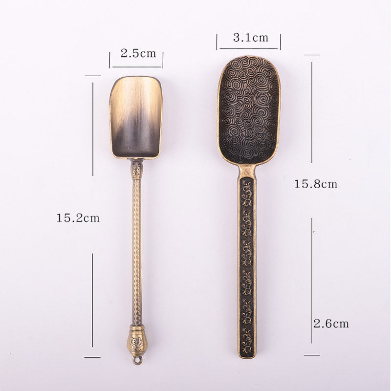 Carved Fu Character Auspicious Clouds Pattern Tea Shovels