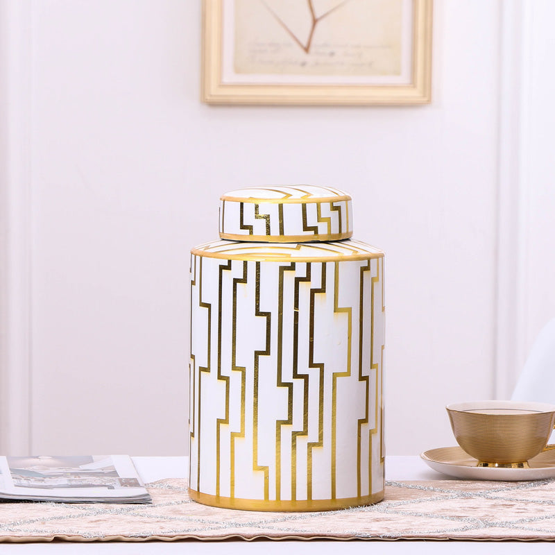 Ceramic White and Gold Food Storage Jars