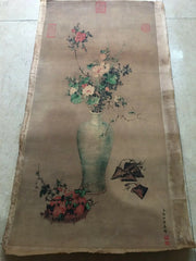 Vintage Chinese Scroll After Lang Shining & Wu Ruitu – Rice Paper Hanging Painting