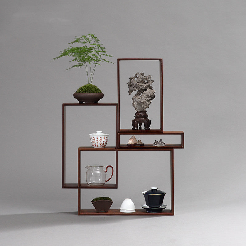Bamboo Curio Shrine | Tiered Display Shelf