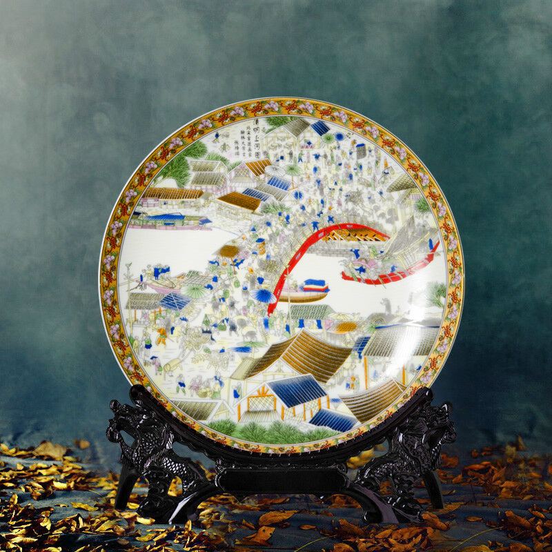 Ceramic Hanging Plate – Office & Living Room Asian Home Decor