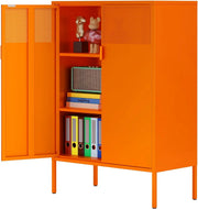 3-Tier Metal Storage Cabinet with 2 Doors & Adjustable Shelves – Locker-Style Organizer for Home, Office, Entryway