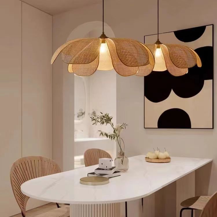 Creative Handmade Bamboo and Rattan Japanese Petal Lamp
