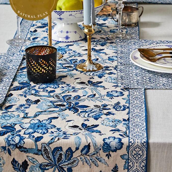 The Indigo Current: Modern Blue & White Table Runner