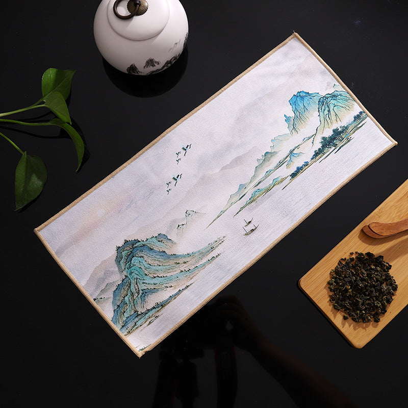 Deerskin Chinese Velvet Painted Zen Absorbent Tea Towel Cloth