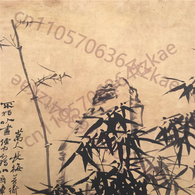 Vintage Chinese Scroll After Zheng Banqiao – Bamboo Rice Paper Painting Slice