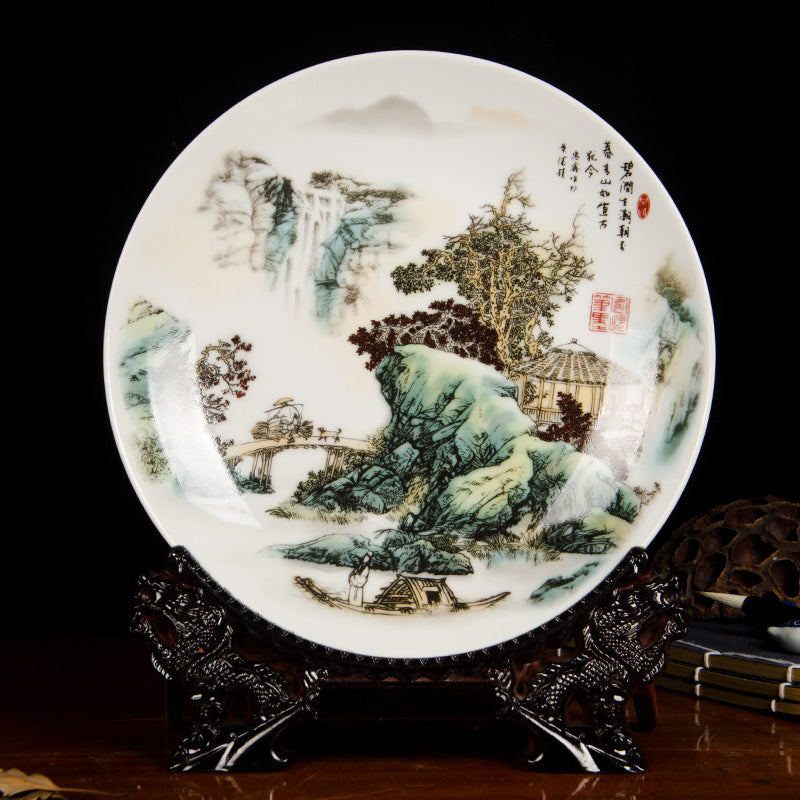Ceramic Hanging Plate – Office & Living Room Asian Home Decor