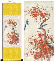Birds and flower painting  silk  scroll painting  traditional birds and flower painting Chinese birds