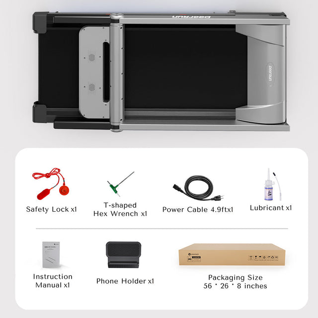DeerRun A1 Pro Move+  6% Incline Foldable Treadmill——2025 Upgraded Chip & NFC Support | 350Lbs, 10mph Silver