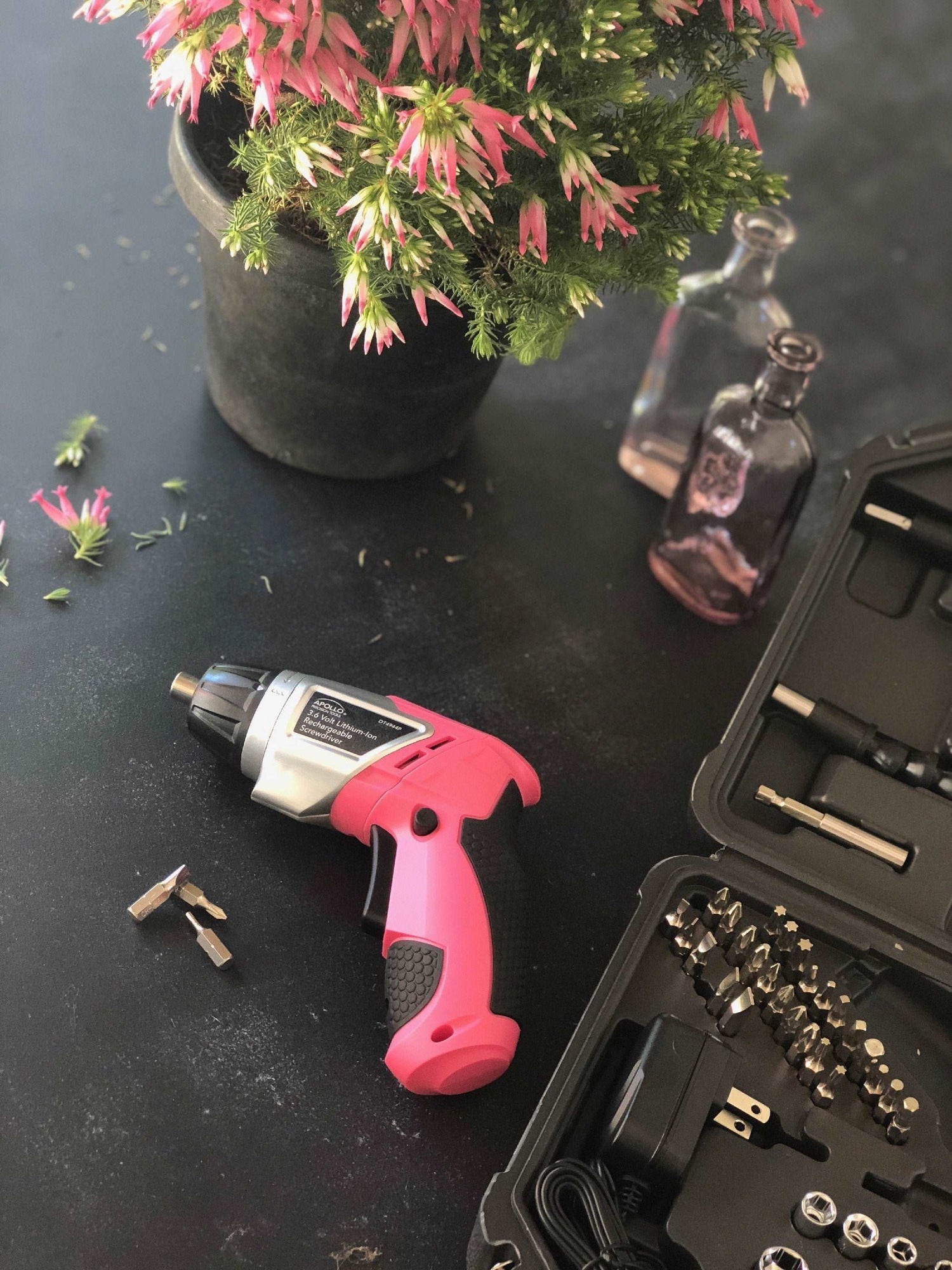 3.6 Volt Lithium-Ion Rechargeable Screwdriver with 45 Piece Accessory Set - Pink DT4944P