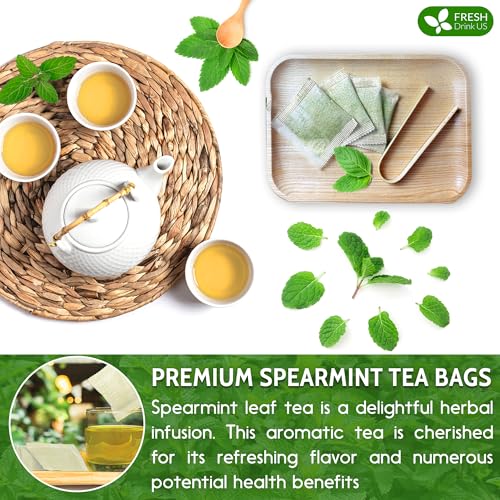 Cooling Heart & Mood Soother Duo, Hibiscus Flower & Spearmint Leaf Herbal Tea Bags, 100% Natural & Pure Flowers and Leaves, No Sugar, No Caffeine, No Gluten, Vegan – Herbal Beverage