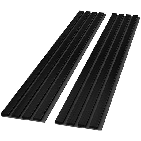 Black Solid Wood Acoustic Slat Wall Panels (Broad Strip)