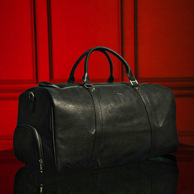Black Leather Duffle Bag
