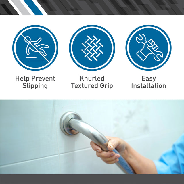 BodyMed Wall Grab Bar, Chrome Plated Steel