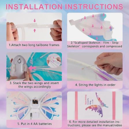 LED Moving Butterfly Angel Wings Electric Light Up Girls Costume Battery Operated