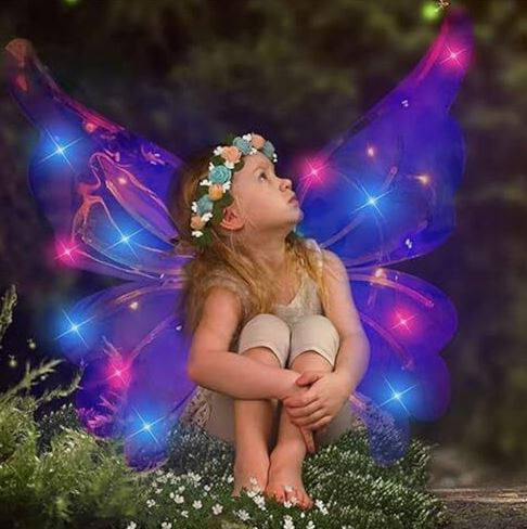 LED Moving Butterfly Angel Wings Electric Light Up Girls Costume Battery Operated