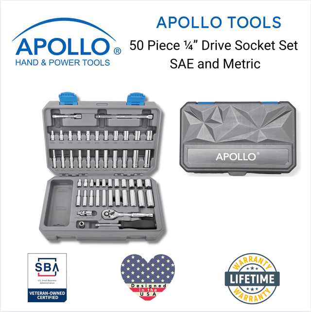 APOLLO TOOLS - DT0004-50 Piece ¼” Drive Socket Set