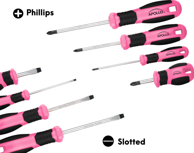 Apollo Tools 8 Pink Essential Screwdriver Set DT5018P