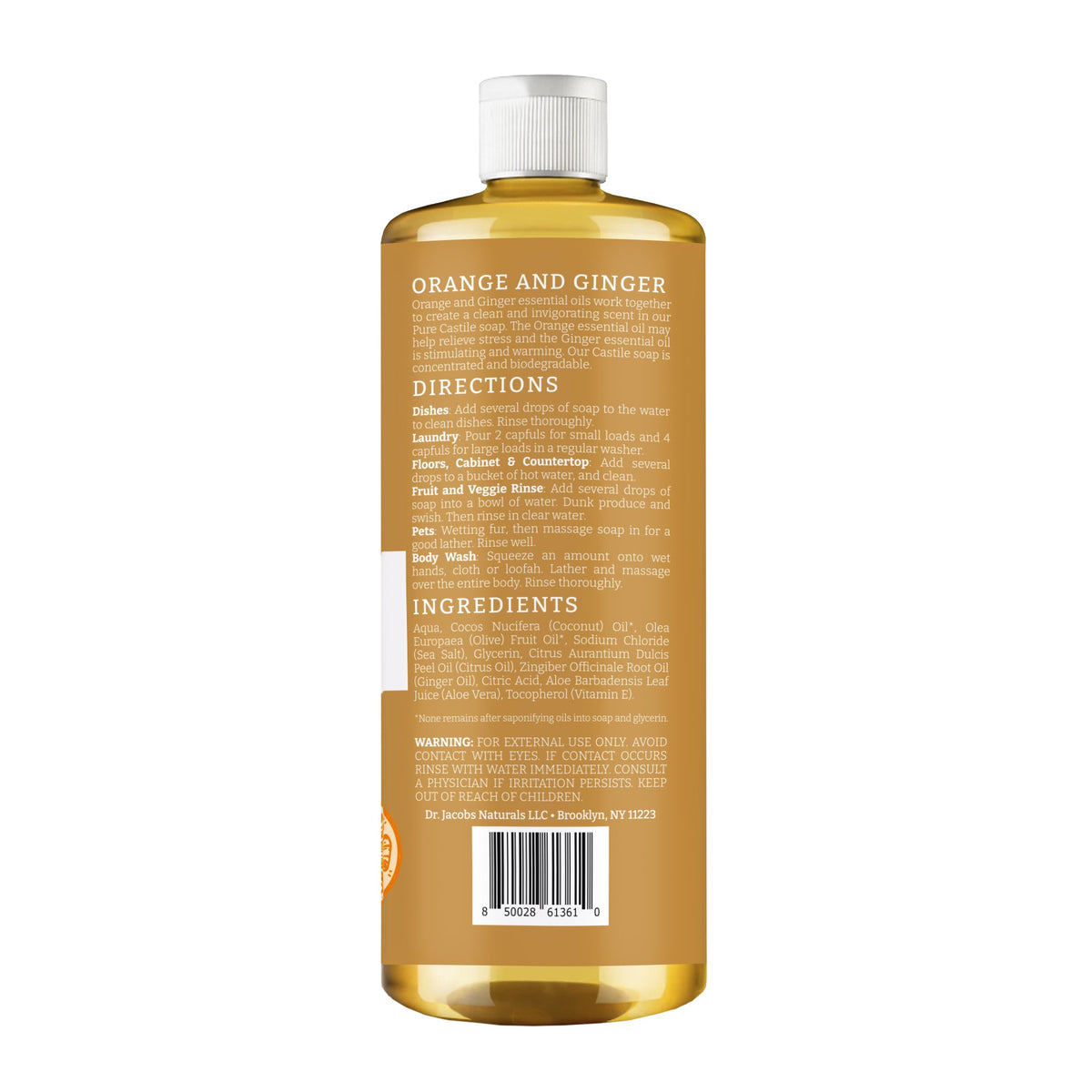 Orange & Ginger All in 1 Castile Soap - Thin Formula