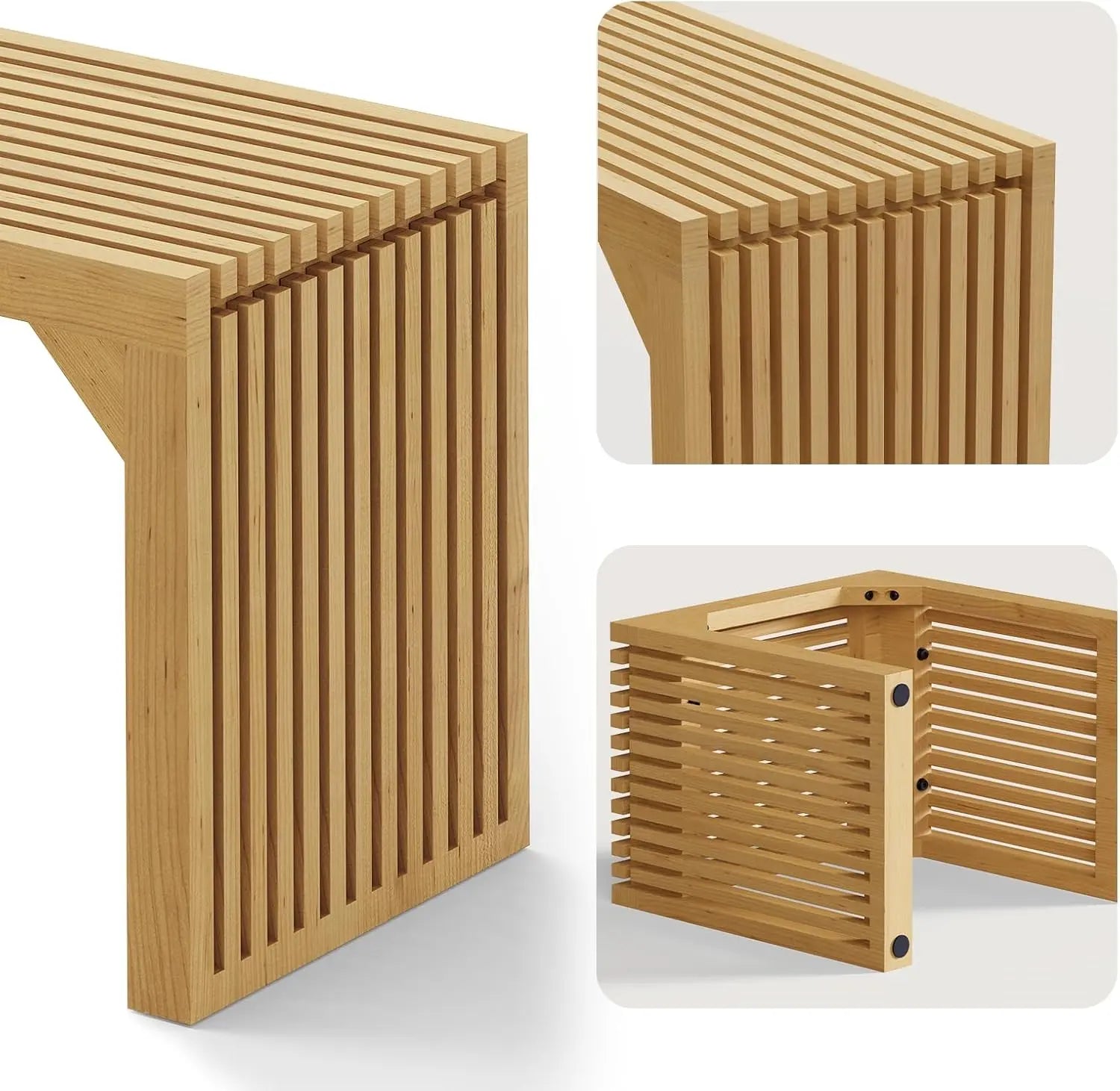 Hausvita HiKingQueens 35" Dining Bench, Indoor Wood Bench for Entryway,Living Room,Kitchen and Bedroom (Nature, Long Bench)