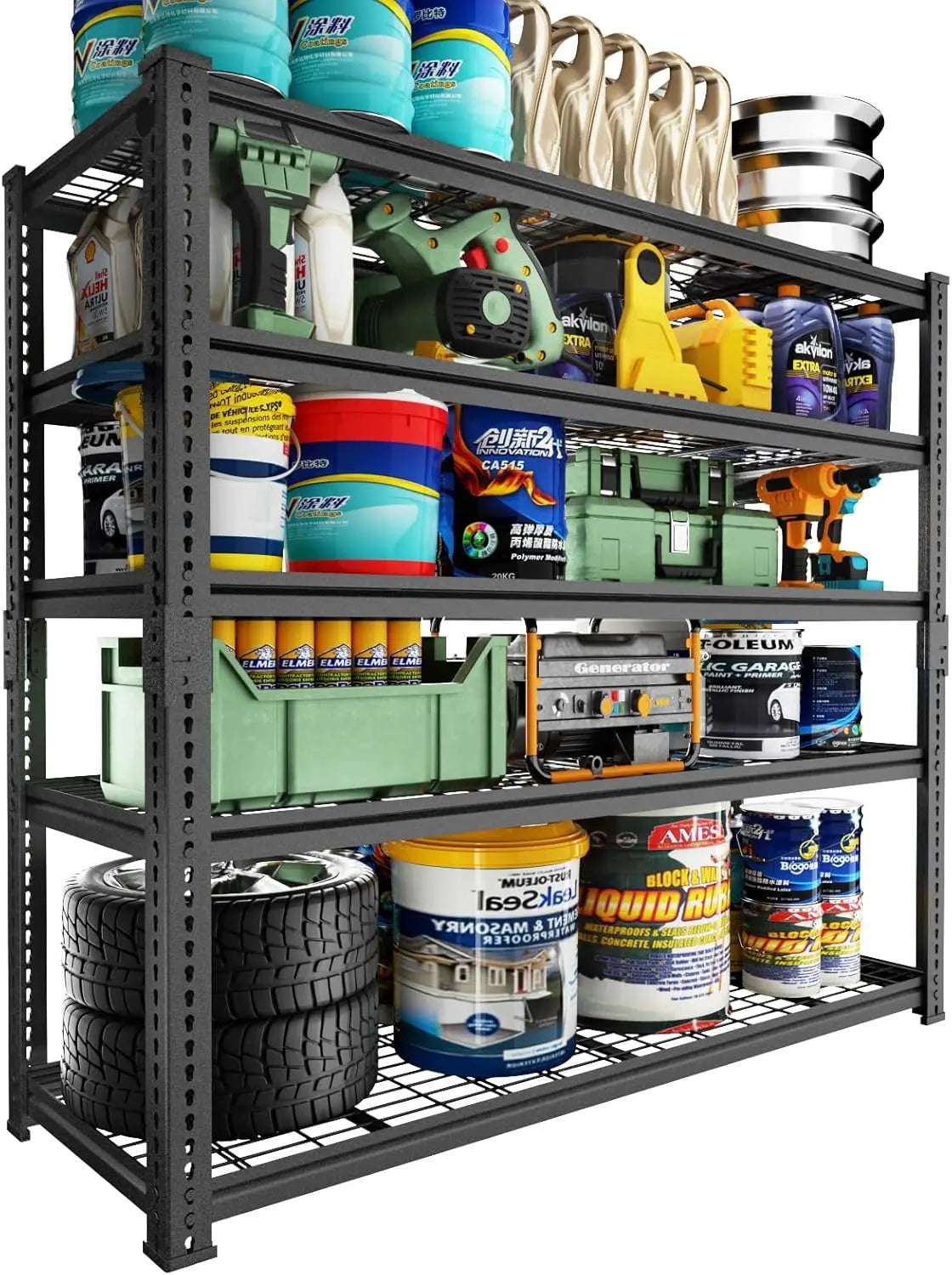 Hausvita Storage Shelves Heavy Duty, 48" L x 18" W x 72" H Garage Wire Shelving Unit Loads 2000LBS, 5-tier Adjustable Metal Industrial Utility Shelf Rack for Kitchen, Laundry Room, Pantry, Warehouse, Basement