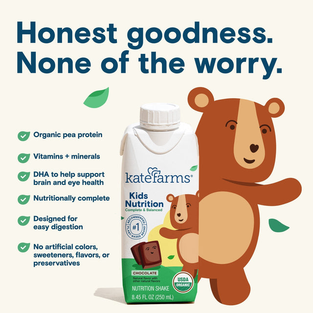 Kate Farms Kid's Nutrition Shake, Chocolate, Case/12